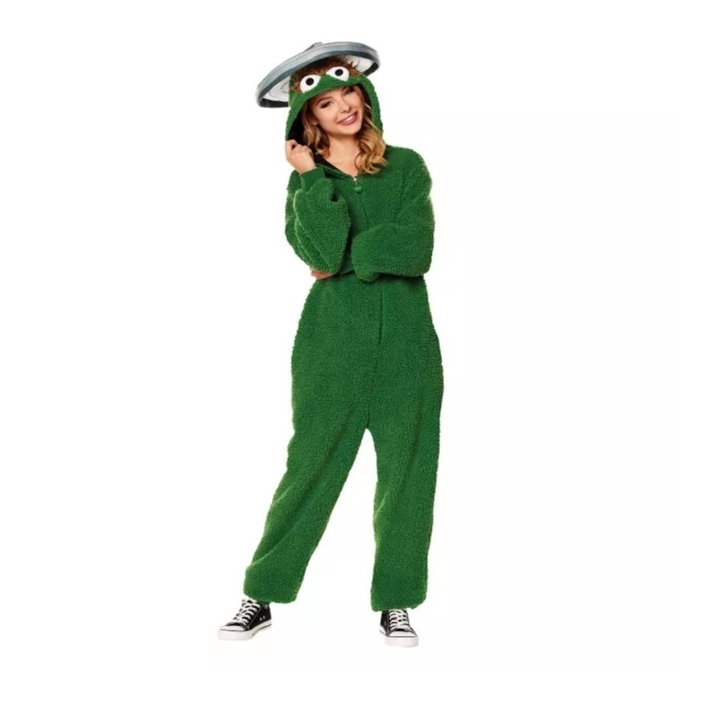 Oscar The Grouch One Piece Costume Halloween Unisex L/XL Sesame Street